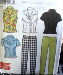 6079 SLVLSS/SS BUTTON BLOUSE,LO RISE PANTS PATTERN 8-18
